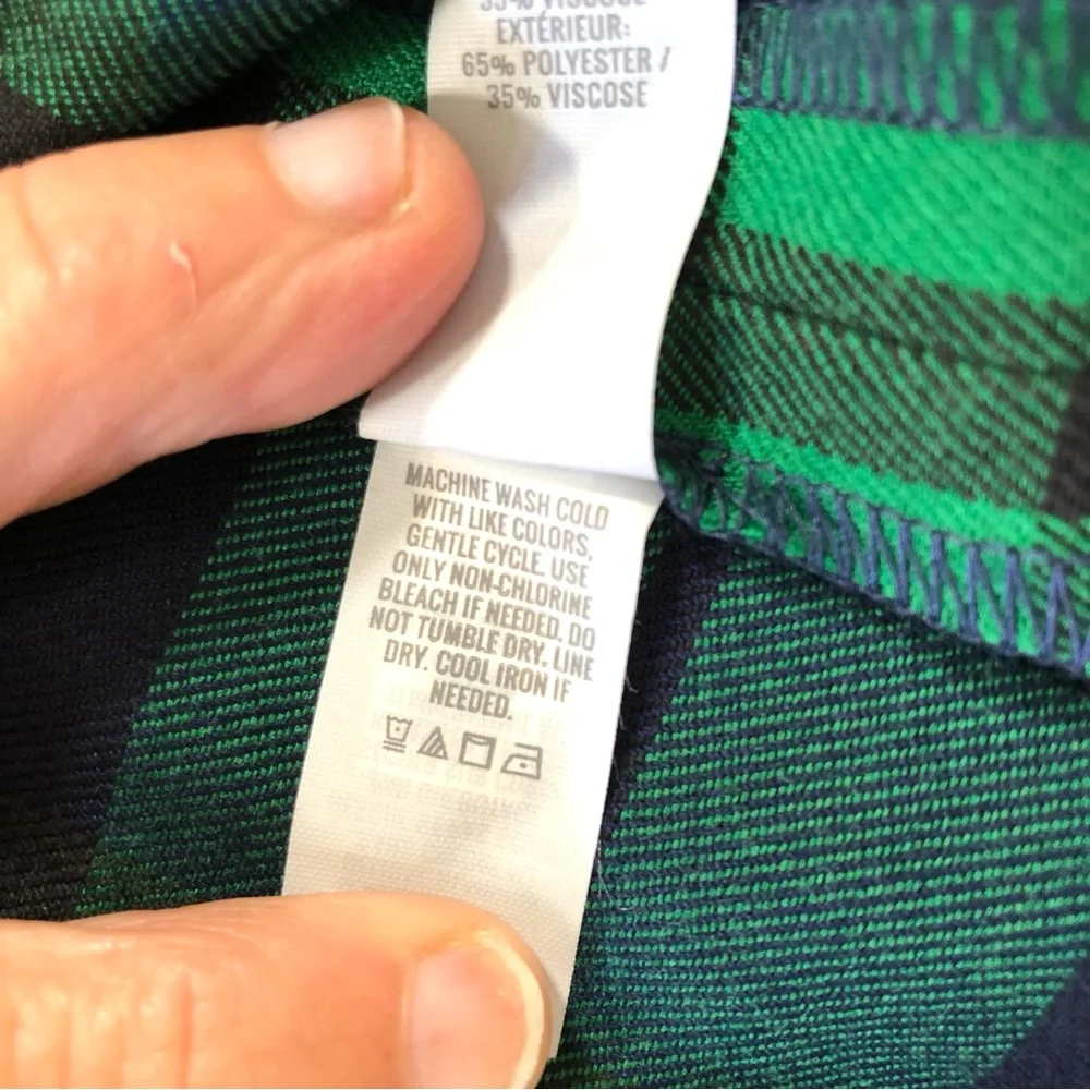 Aerie Green Navy Plaid Pleated Mini Skirt Small